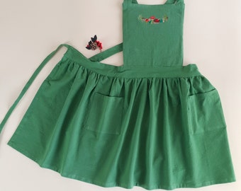 Delantal niños *Bordado setas del bosque * Delantal vestido * Delantal infantil * Delantal de lino * 4-7 años * 8-11 años * Personalizable con nombre