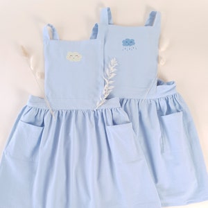 Apron Children * Cloud Embroidery * Apron Dress * Children&#39;s Apron * Linen Apron * 4-7 Years * 8-11 Years * Personalizable with Name