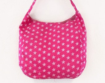 Stofftasche * Schultertasche * Klettverschluss * Sterne * Pink