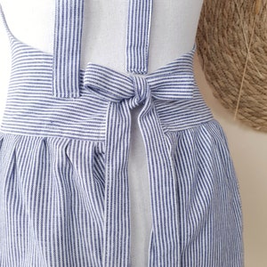 Apron Striped Apron Dress Apron Cotton Women Blue Striped Apron image 6