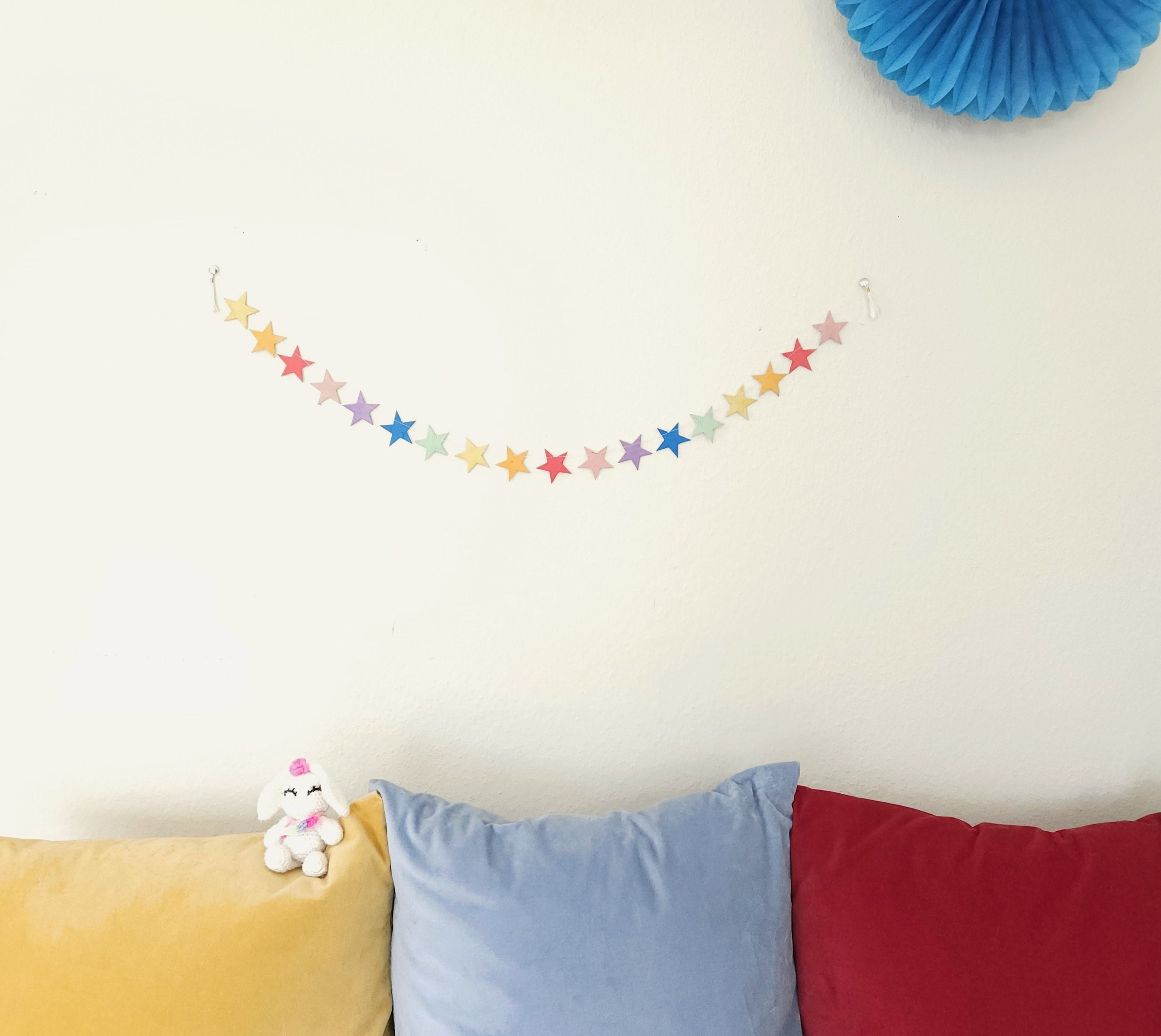 Mini paper garland stars * Mini star garland made of paper * Stars * Star garland * Rainbow colors * Decoration
