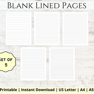Printable Lined Paper PDF, Wide Ruled Paper, College Ruled Paper, Digital Lined Paper, Lined Pages, Printable Writing Paper, Notebook Paper