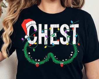 Chemise de Noël poitrine noix, t-shirt drôle de couple assorti châtaignes, t-shirt humour de vacances, cadeau de fête mignon, chemise de fête de Noël unisexe