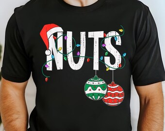 Chemise de Noël poitrine noix, t-shirt drôle de couple assorti avec châtaignes, t-shirt humour des fêtes, tenue de fête pyjama, jolie idée cadeau de Noël