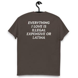 Everything I Love Is Illegal, Expensive, or Latina T-Shirt – Funny and Bold Graphic Tee – Hilarious Statement Shirt for Men and Women