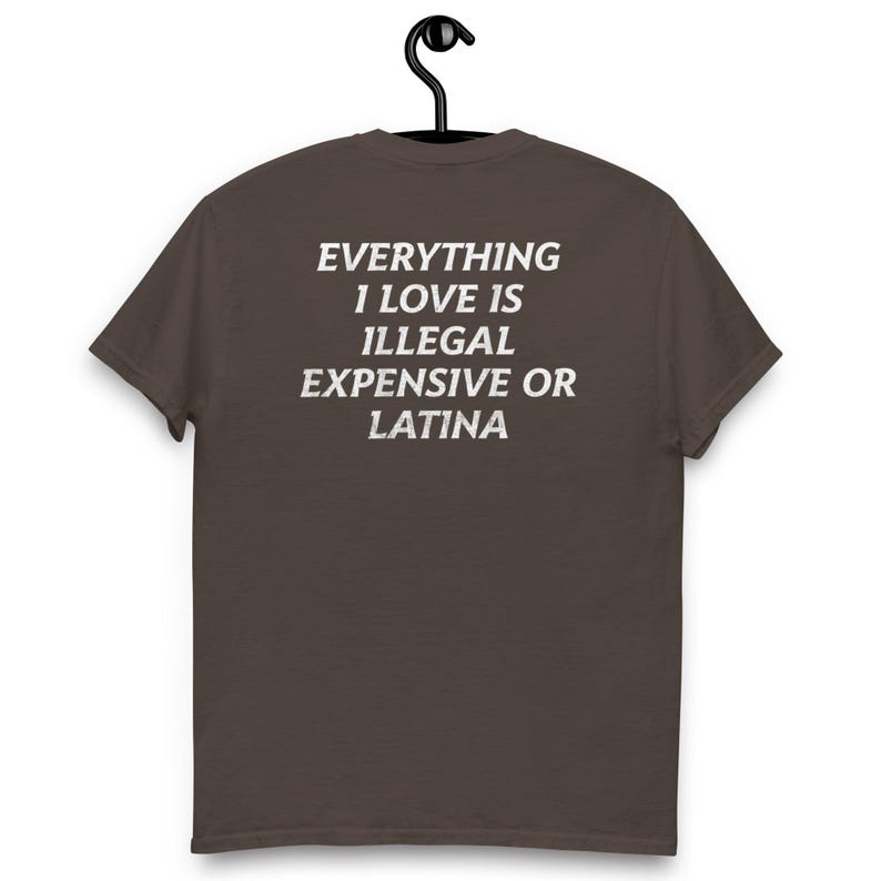 Everything I Love Is Illegal, Expensive, or Latina T-Shirt – Funny and Bold Graphic Tee – Hilarious Statement Shirt for Men and Women