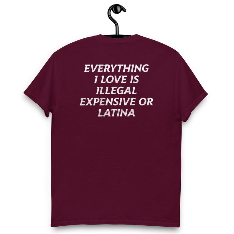 Everything I Love Is Illegal, Expensive, or Latina T-Shirt – Funny and Bold Graphic Tee – Hilarious Statement Shirt for Men and Women