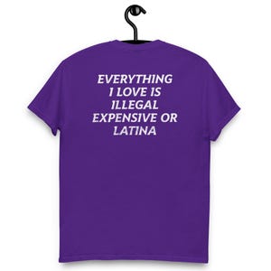Everything I Love Is Illegal, Expensive, or Latina T-Shirt – Funny and Bold Graphic Tee – Hilarious Statement Shirt for Men and Women