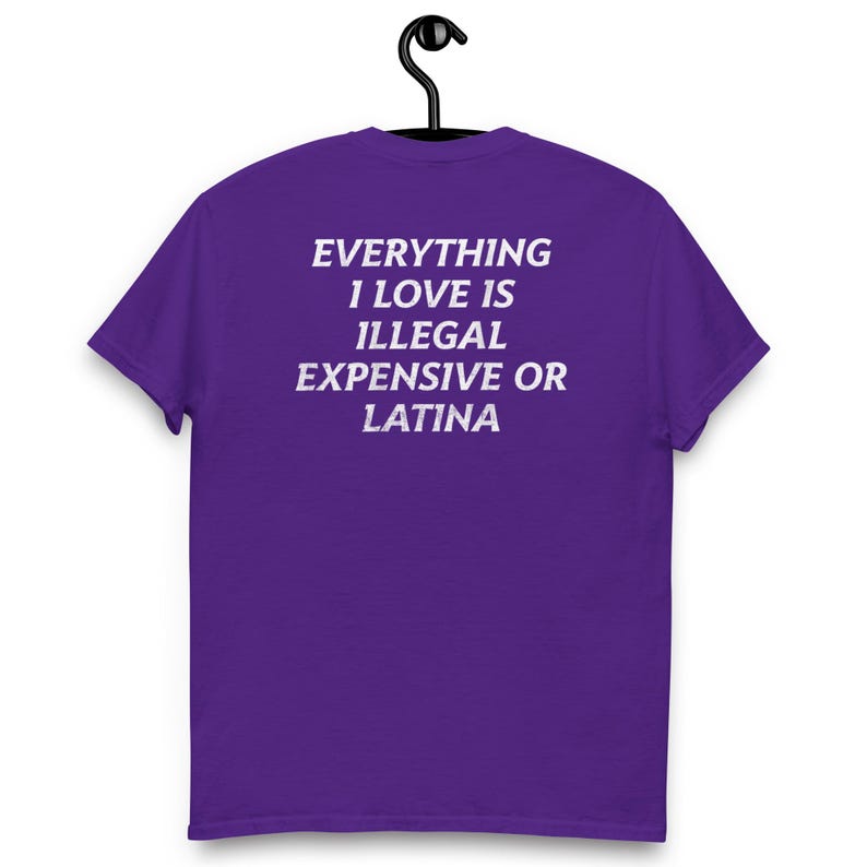 Everything I Love Is Illegal, Expensive, or Latina T-Shirt – Funny and Bold Graphic Tee – Hilarious Statement Shirt for Men and Women