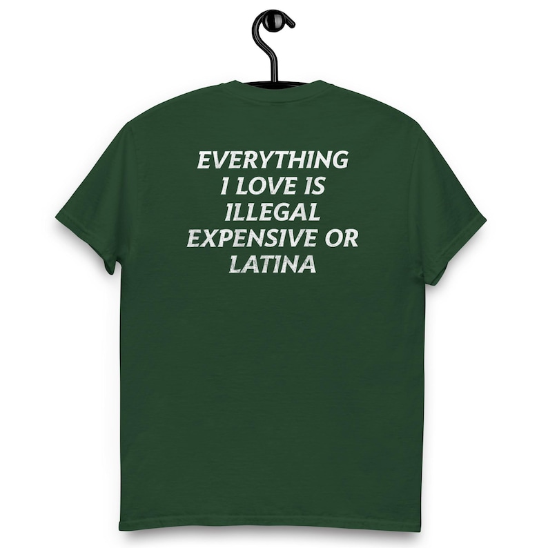 Everything I Love Is Illegal, Expensive, or Latina T-Shirt – Funny and Bold Graphic Tee – Hilarious Statement Shirt for Men and Women