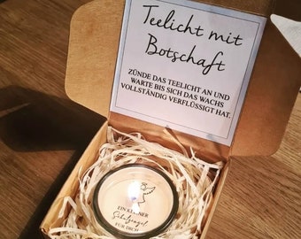 Teelicht mit Botschaft''Schutzengel'' Geburtstag Valentinstag Muttertag Gastgeschenk Geschenk Teelicht Botschaft Aufmerksamkeit Geschenkidee