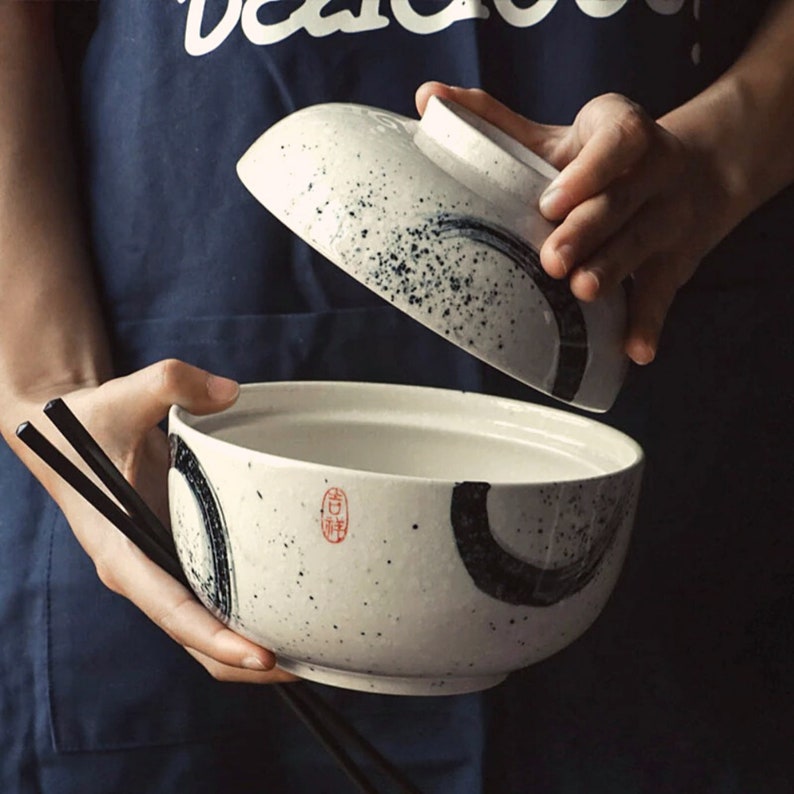 Large Ramen Bowl With Lid Ramen Bowl Ramen Bowl Set Etsy