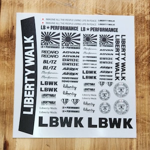 Liberty Walk Sticker Decal Sheet - 1/10 Scale RC Decal Sheet (PRE-CUT)