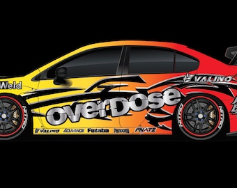 1/10 Scale RC Drift Livery Kit - Overdose Livery