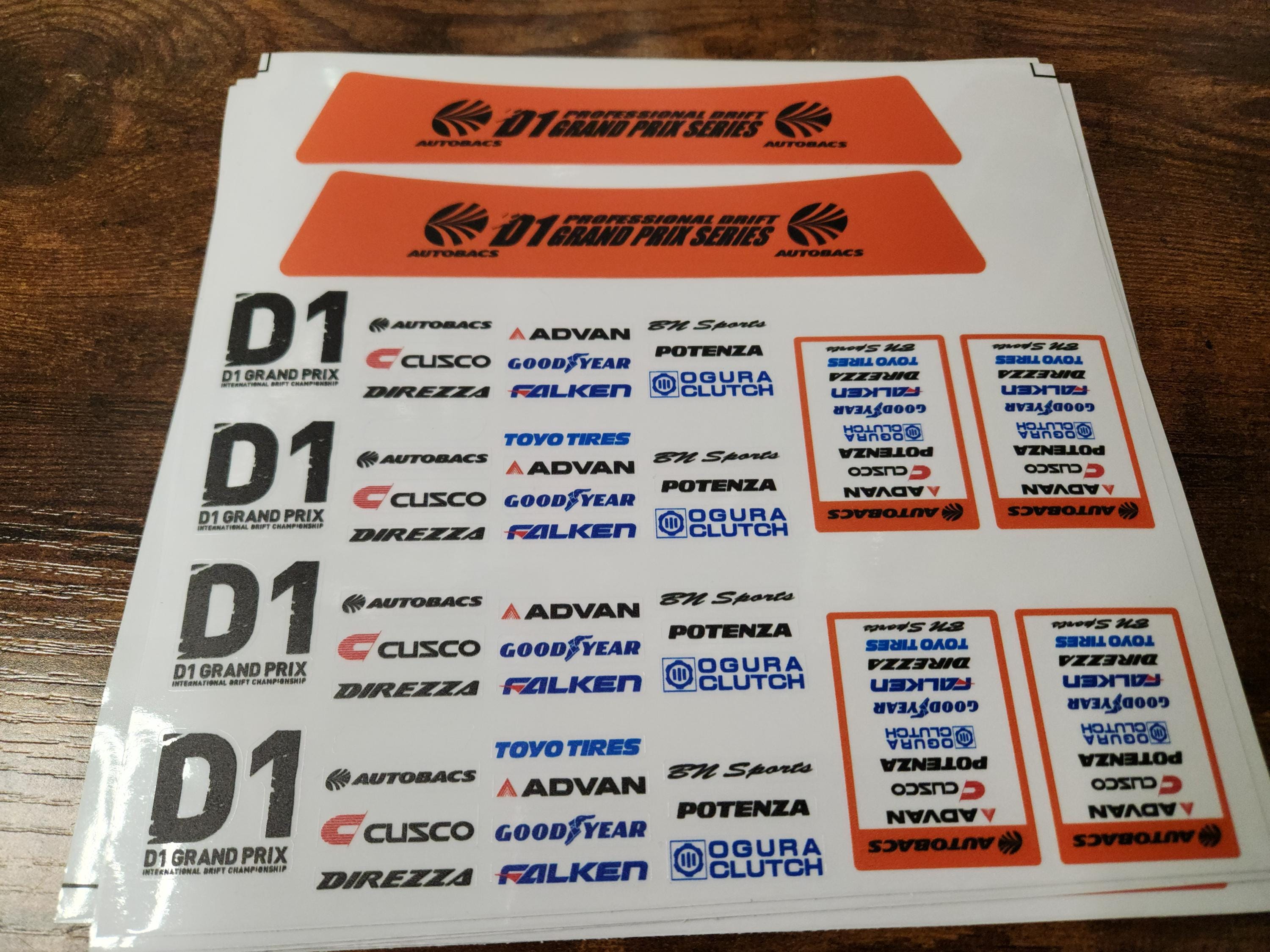 D1 Grandprix Decal Sheet - 1/10 Scale RC Decal Sheet (PRE-CUT) - Etsy