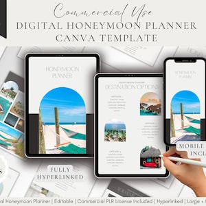 Honeymoon Itinerary Template Modern Minimal, Honeymoon Planner, Desktop, iPad, Tablet, Phone Edit on Canva, Printable, Digital Download