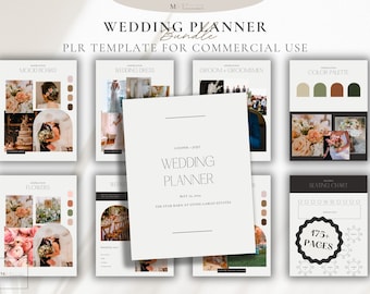 Paquete de planificador de bodas digital PLR / Plantillas imprimibles PLR / Plantilla Canva / Planificador de luna de miel / Itinerario móvil / Hecho para usted / Revender