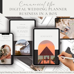 PLR Digital Wedding Planner Bundle | Printable Templates Commercial Use | Canva Template | Honeymoon Planner | Mobile Itinerary | Resell