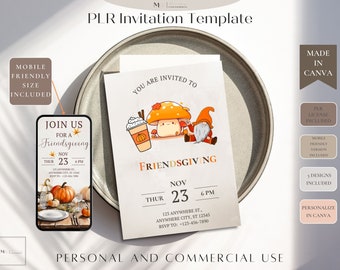 Descarga digital de invitación de Friendsgiving - Uso comercial personal o PLR