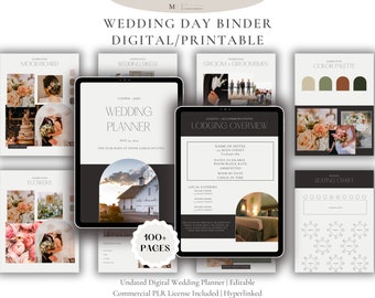 Digital Wedding Planner Canva Template For The Modern Bride | PLR Digital Planner Done For You | Commercial Use Resale Rights