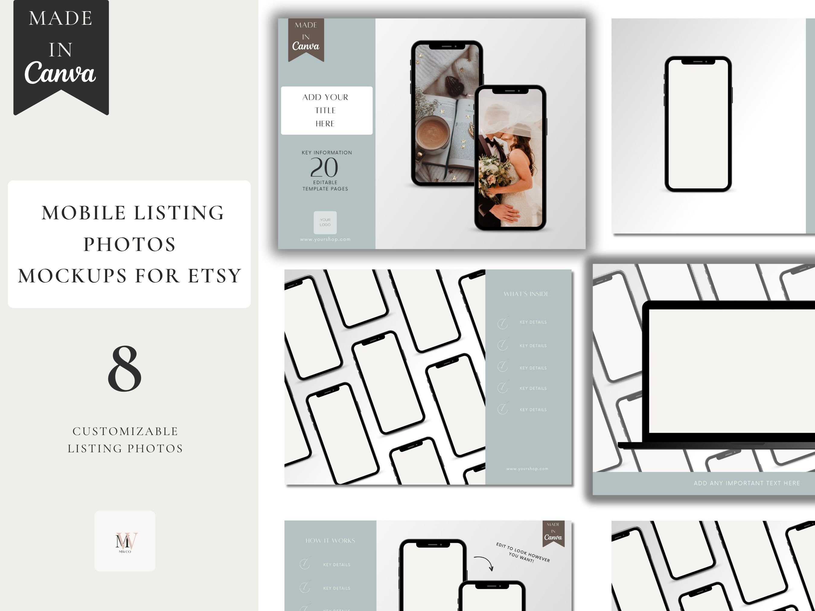 Etsy Shop Mockup, Etsy Listing Photos For Digital Phone Products,  Canva Template