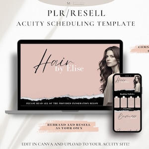 Acuity Scheduling Template Pink and Black, DIY Acuity Site, Hair Stylist Template, Aesthetic Nail Tech, Canva Template, PLR License Included