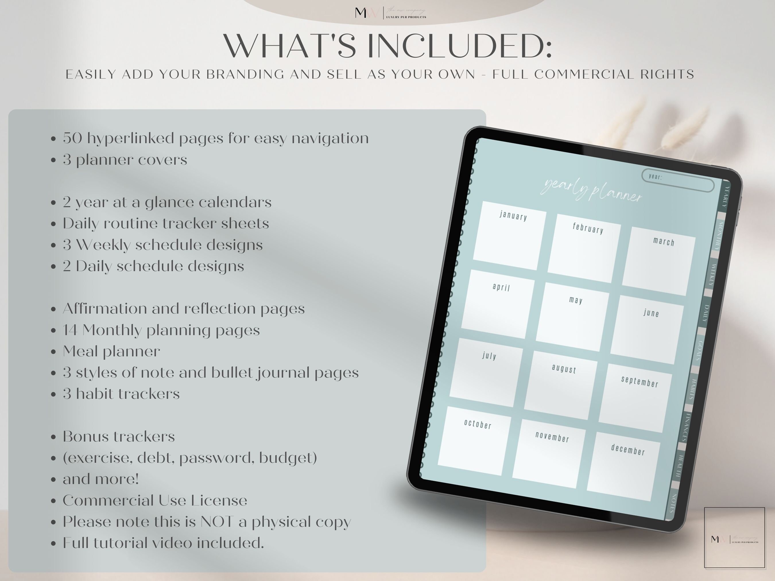 PLR Digital Planner Template Canva | Editable Canva Planner Template ...