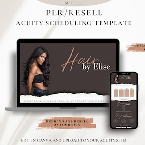 Acuity Scheduling Template Hairstylist, DIY Acuity Site, Hair Stylist Template, Aesthetic Brown White, Canva Template, PLR License Included