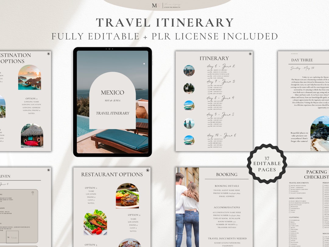 Editable Travel Itinerary Template Bundle | Trip Itinerary | Printable ...