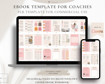 Ebook Template Canva, Course Creator Ebook Workbook Template Canva, Lead Magnet Template, Workbook Template, Coaching Canva Ebook, PLR