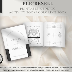 Kids Wedding Coloring Book, Personalized, Wedding Activity Book, Printable Kids Wedding Activity Book, Personalized, PLR License Included