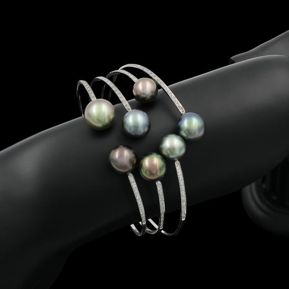 IPS Imperial Pearl Syndicate 14k Gold Tahitian Pearl & Diamond Bracelet #E2637