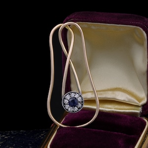 Vintage 10k Yellow Gold Sterling Silver Sapphire Old Euro Diamond Money Clip