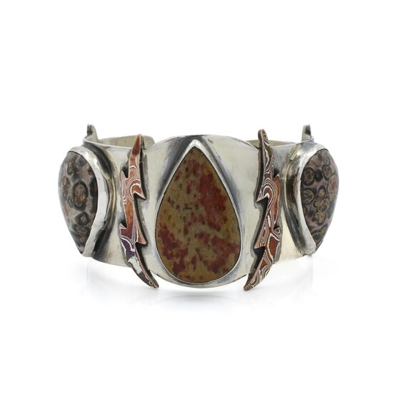 Lightning Bolt Navajoo Gaspeite Native American Jewelry Silver Bracelet Lightning Bolt Navajoo Gaspeite Native American Jewelry Silver Bracelet