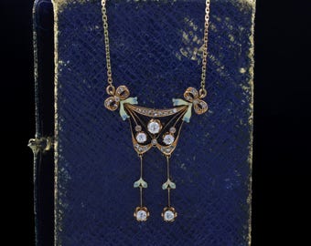Collier Vintage Or 18 Carats Diamants Et Rubis - époque 1900, Négligéor Et Platine