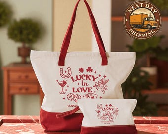 Lucky In Love Tote Bag, Custom Las Vegas Bachelorette Tote Bag, Vegas Bach Club Tote Bag, Gift For Vegas Squad