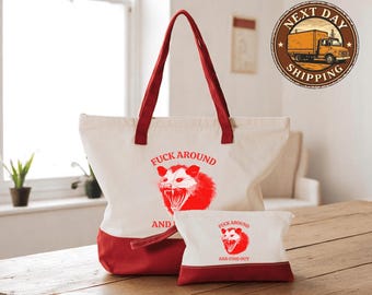 Wild Animal Tote Bag, Possum Lover Tote Bag, Funny Opossum Tote, Opossum Tote Bag, Opossum Lover Gifts