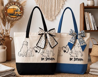 Custom Veterinary Canvas Tote Bag, Vet Work Tote, Animal Care Essentials Bag, Pet Lover Gift Tote, Veterinary Professional Tote