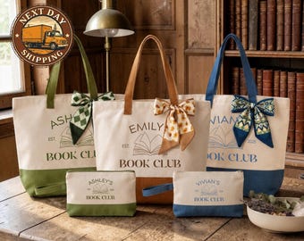 Custom Book Club Canvas Tote Bag, Reading Group Tote, Literary Gift Tote, Book Lover Essentials Bag, Personalized Library Tote