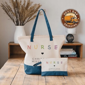 Custom Nurse Canvas Tote Bag, Registered Nurse Work Tote, Nurse Shift Essentials Bag, Medical Care Tote, Healthcare Nurse Tote