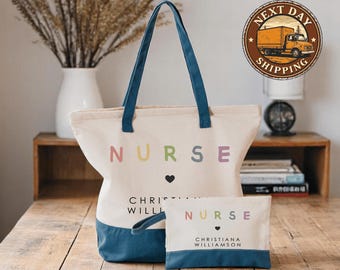 Custom Nurse Canvas Tote Bag, Registered Nurse Work Tote, Nurse Shift Essentials Bag, Medical Care Tote, Healthcare Nurse Tote