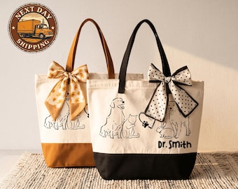 Custom Veterinary Canvas Tote Bag, Vet Work Tote, Animal Care Essentials Bag, Pet Lover Gift Tote, Veterinary Professional Tote