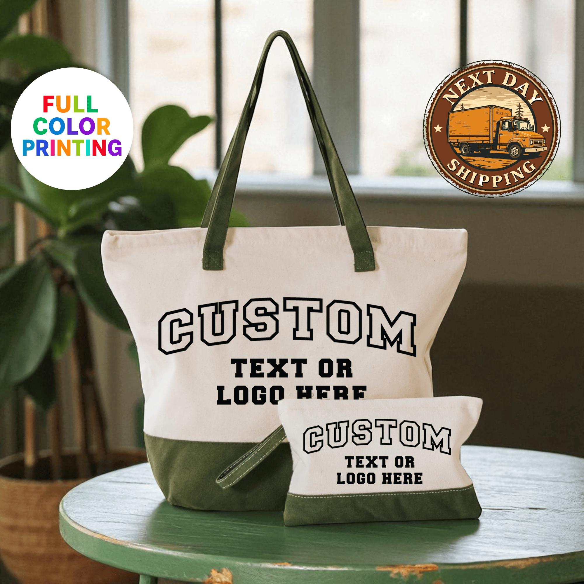 Custom Text Logo Tote Bag, Personalized Photo Gift, Add Your Logo, Your ...