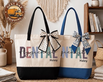 Customized Dental Assistant Tote Bag, Personalized Dental Hygienist, Dentist Graduation Gift, Dental Student Tote Bag