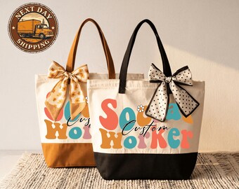 Custom Social Worker Tote Bag, Custom Social Worker Gift, Social Worker Personalized Tote Bag, School Social Work Gift, MSW Grad Present