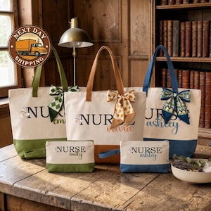 Custom Nurse Canvas Tote Bag, Registered Nurse Work Tote, Nurse Essentials Bag, Medical Care Tote, Nurse Shift Tote