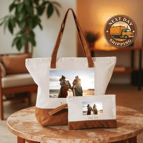 Family Photo Tote Bag, Personalized Picture Gift, Custom Memory Photo Tote for Family Reunions or Everyday Use