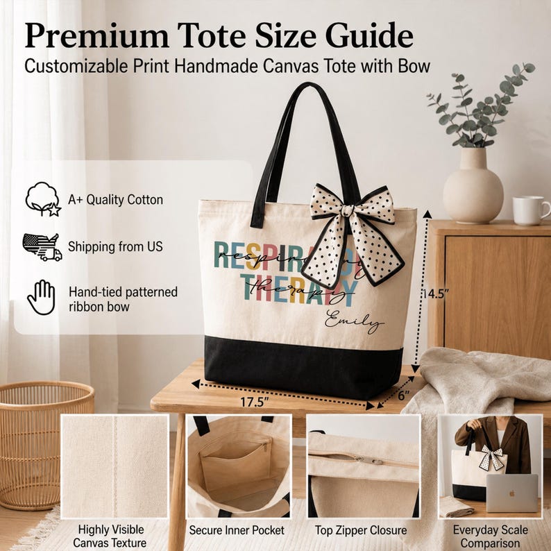 a large tote bag with a bow on it