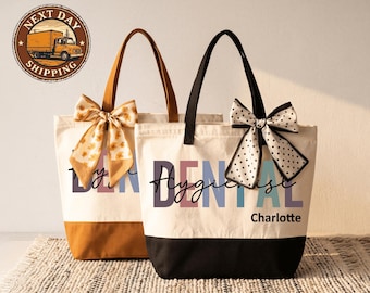 Customized Dental Assistant Tote Bag, Personalized Dental Hygienist, Dentist Graduation Gift, Dental Student Tote Bag