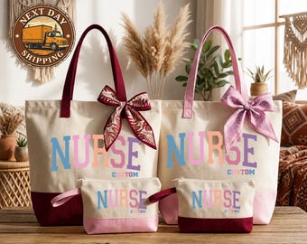 Custom Nurse Canvas Tote Bag, Registered Nurse Work Tote, Nurse Shift Essentials Bag, Medical Care Tote, Nurse Gift Tote